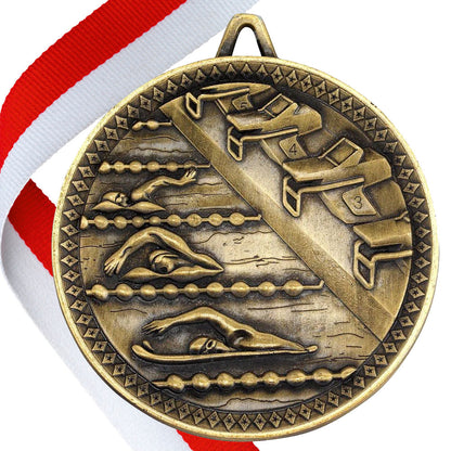 Swimming Antique 60mm Medal