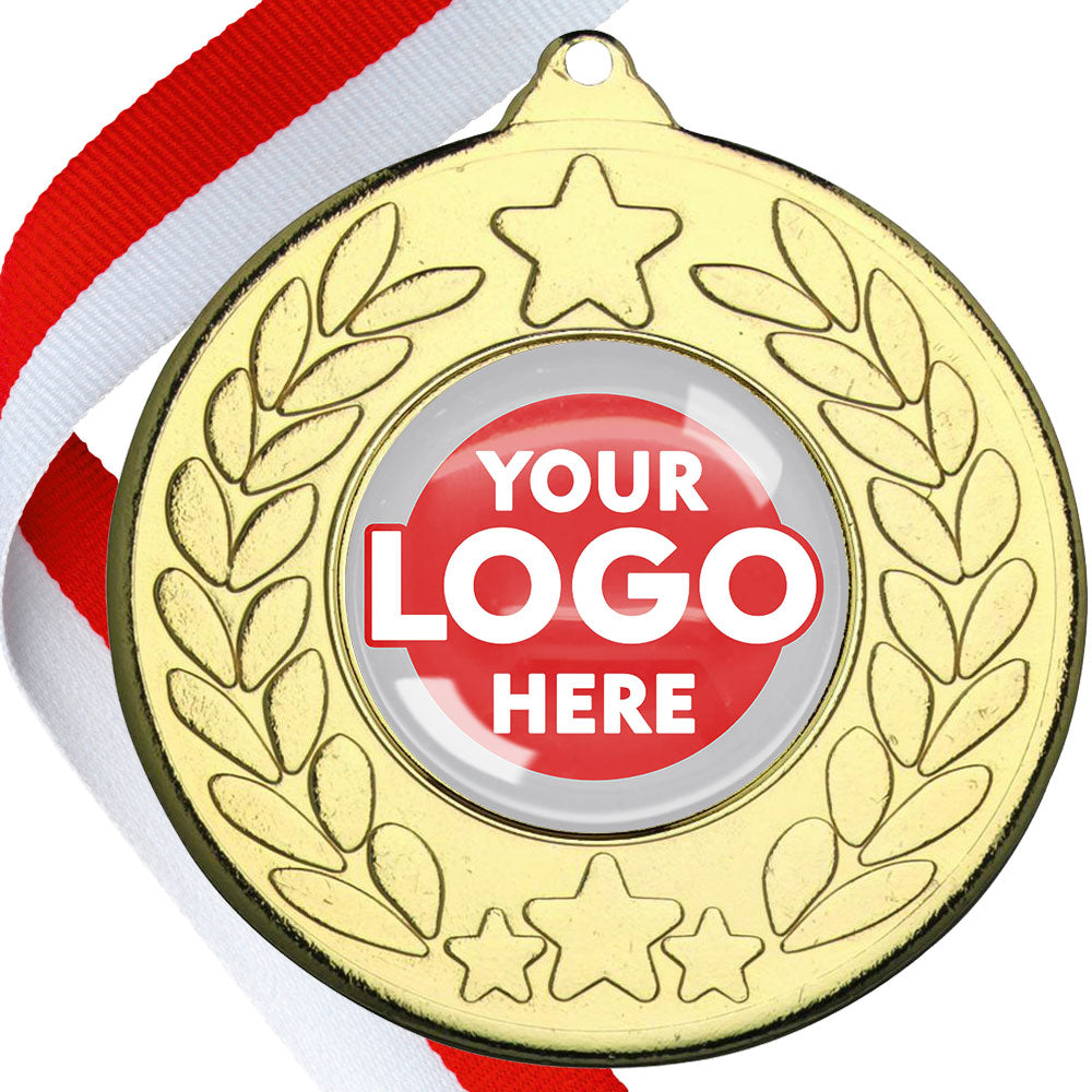 The Glossy 50mm Classic Star Medal on a Ribbon MINIMUM ORDER 100