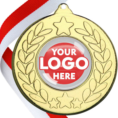 The Glossy 50mm Classic Star Medal on a Ribbon MINIMUM ORDER 100
