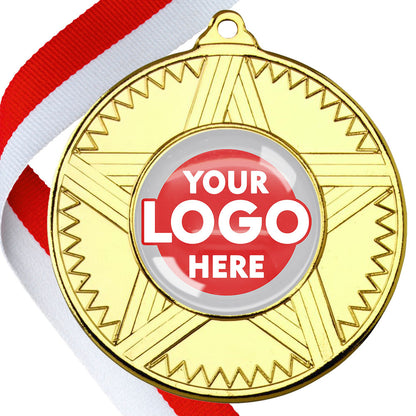 50mm Striped Star Design Medals on Ribbons