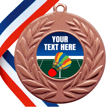 Set of Personalised Badminton Wreath Medals On Ribbons