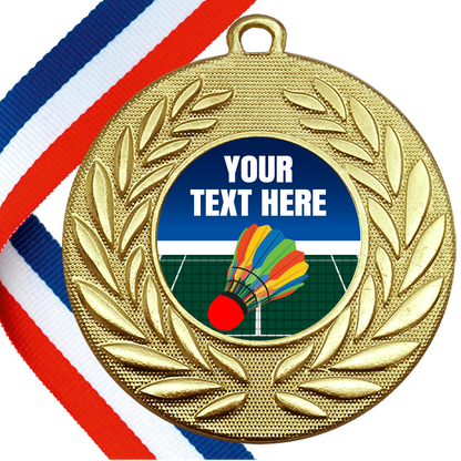 Set of Personalised Badminton Wreath Medals On Ribbons