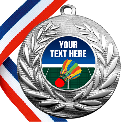 Set of Personalised Badminton Wreath Medals On Ribbons