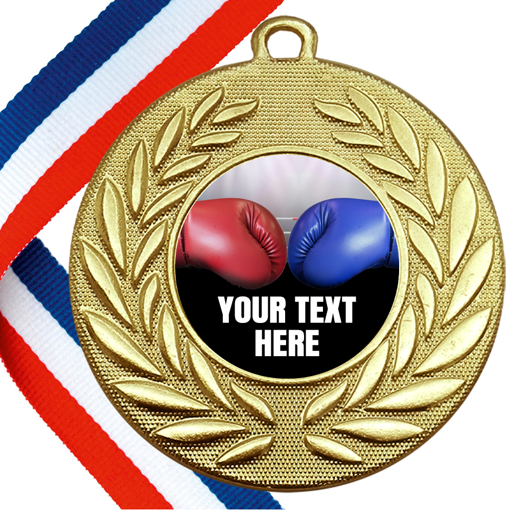 Set of Personalised Boxing Wreath Medals On Ribbons
