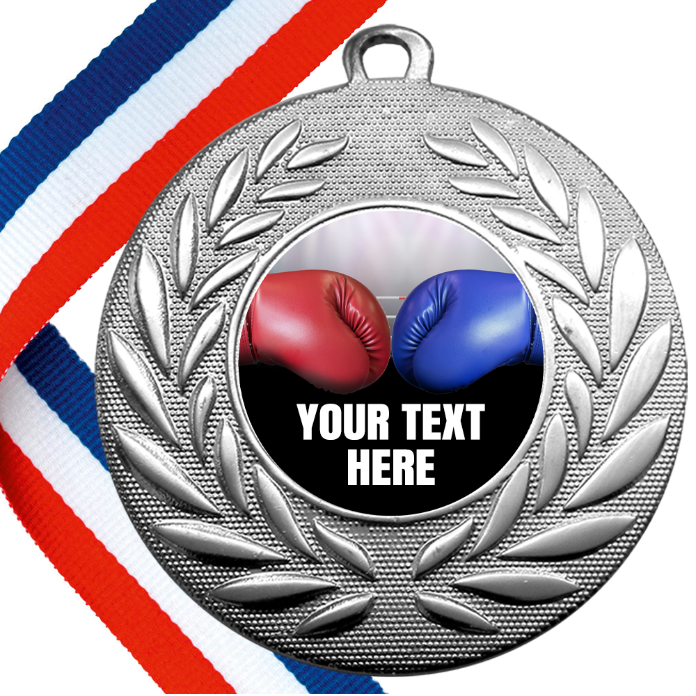 Set of Personalised Boxing Wreath Medals On Ribbons