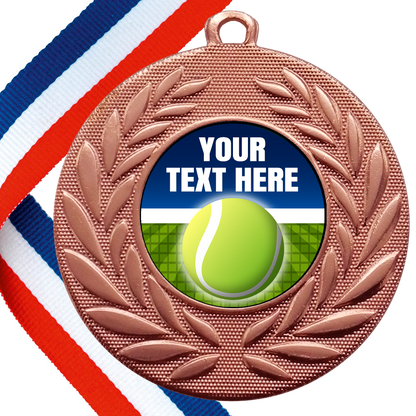 Set of Personalised Tennis Wreath Medals On Ribbons