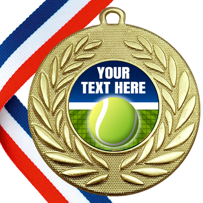 Set of Personalised Tennis Wreath Medals On Ribbons