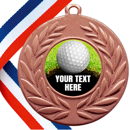 Set of Personalised Golf  Wreath Medals On Ribbons