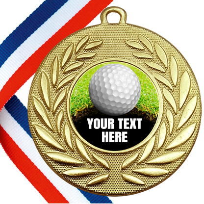 Set of Personalised Golf  Wreath Medals On Ribbons