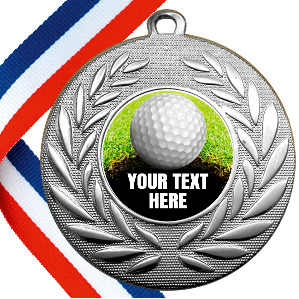 Set of Personalised Golf  Wreath Medals On Ribbons