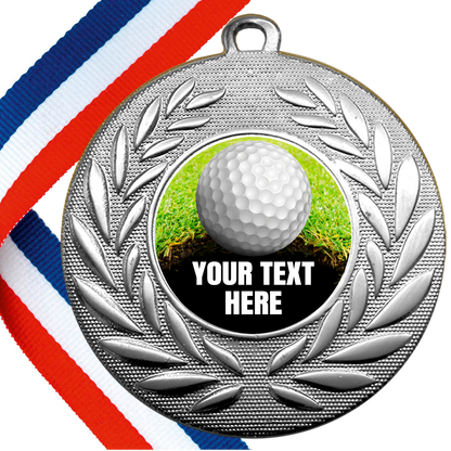 Set of Personalised Golf  Wreath Medals On Ribbons