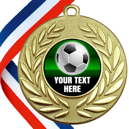 Set of Personalised Football Wreath Medals On Ribbons