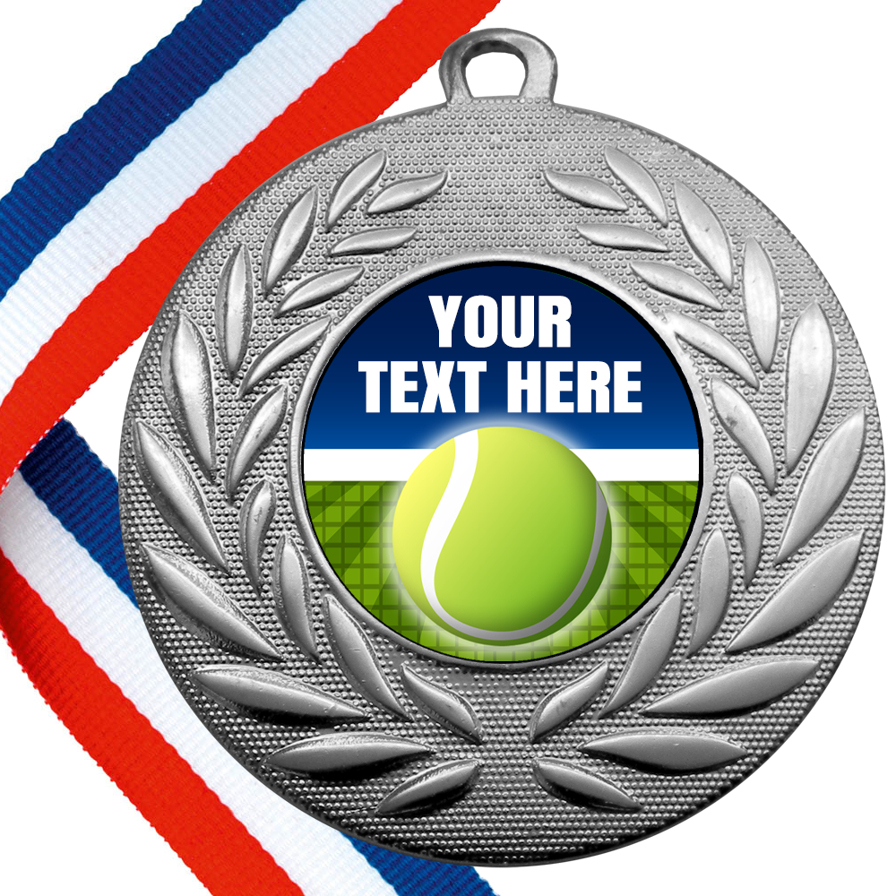 Set of Personalised Tennis Wreath Medals On Ribbons