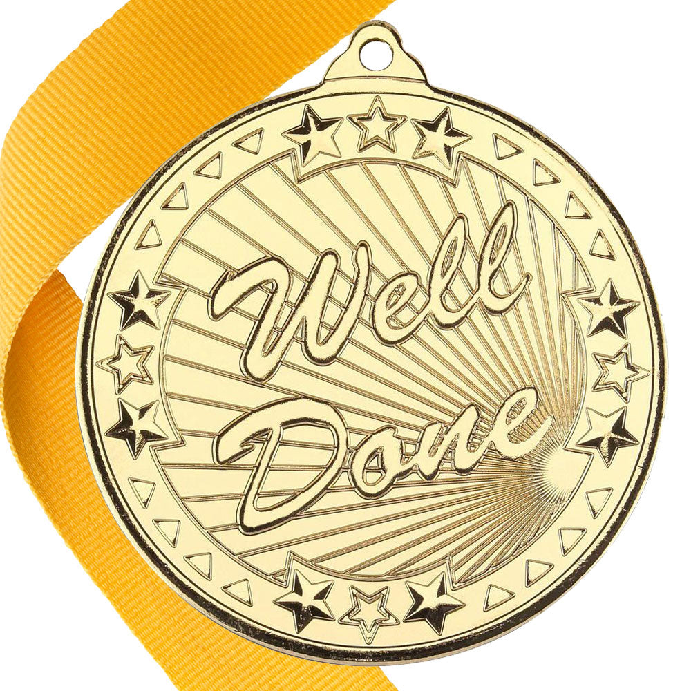 50mm Well Done Embossed Medal on a Ribbon