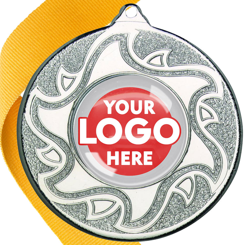 The Glossy Domed 50mm Sunshine Design Medals on Ribbons MINIMUM ORDER 100