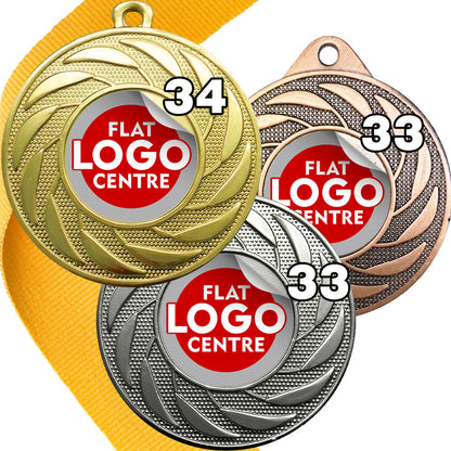 Spinner Design Medal flat centre - MINIMUM ORDER 100