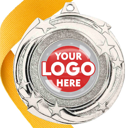 The Glossy Gel 50mm Orbital Medal on a Ribbon