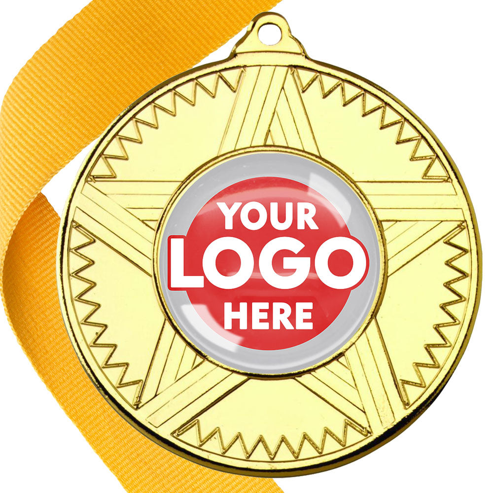 50mm Striped Star Design Medals on Ribbons