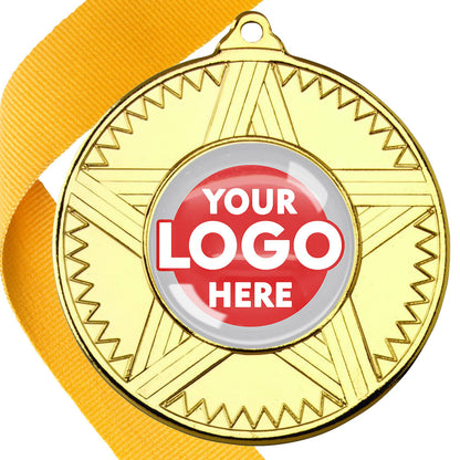 50mm Striped Star Design Medals on Ribbons