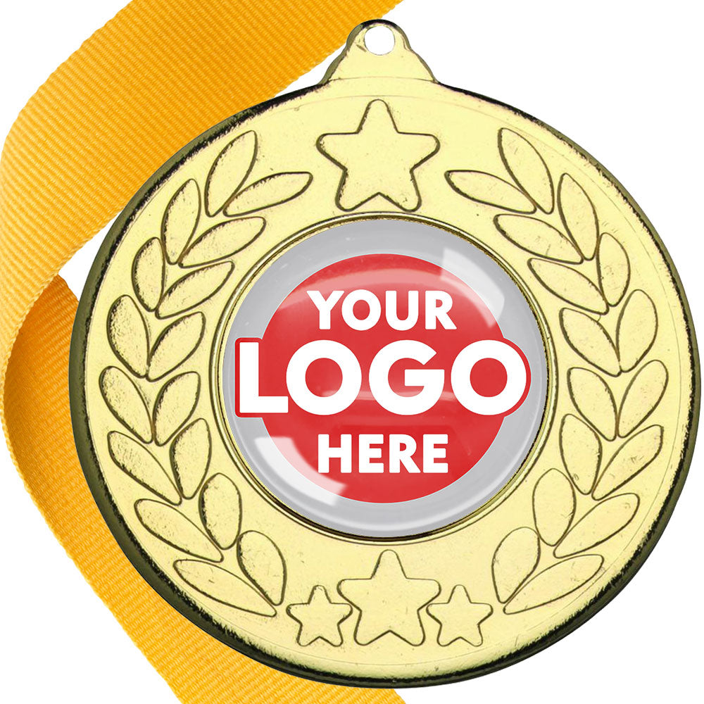 The Glossy 50mm Classic Star Medal on a Ribbon MINIMUM ORDER 100