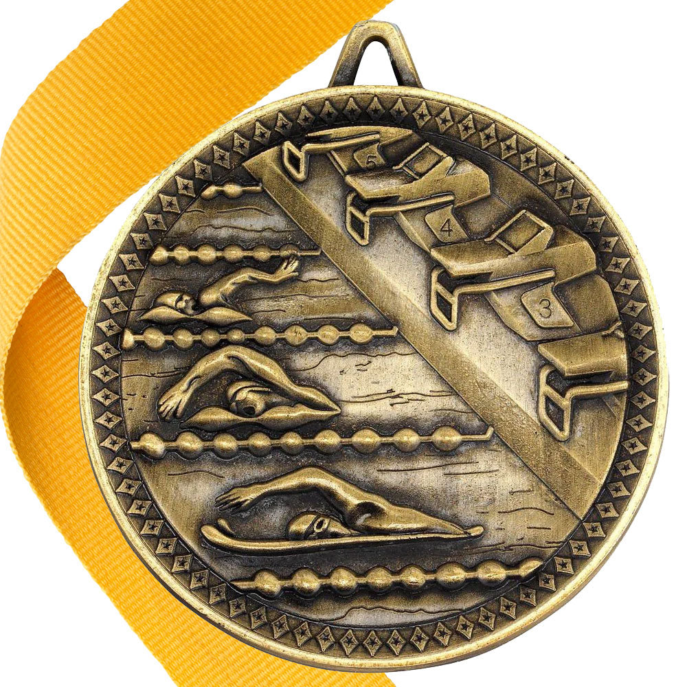 Swimming Antique 60mm Medal
