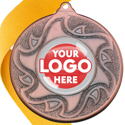 The Glossy Domed 50mm Sunshine Design Medals on Ribbons MINIMUM ORDER 100