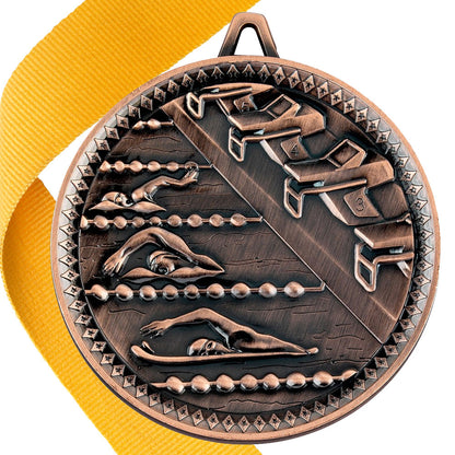 Swimming Antique 60mm Medal