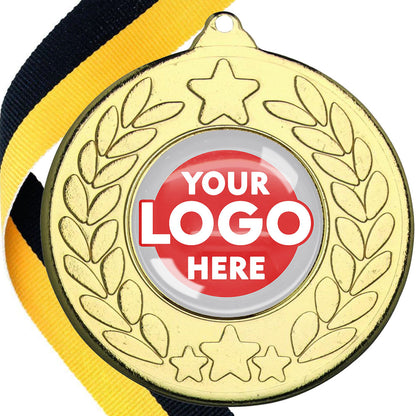 The Glossy 50mm Classic Star Medal on a Ribbon MINIMUM ORDER 100