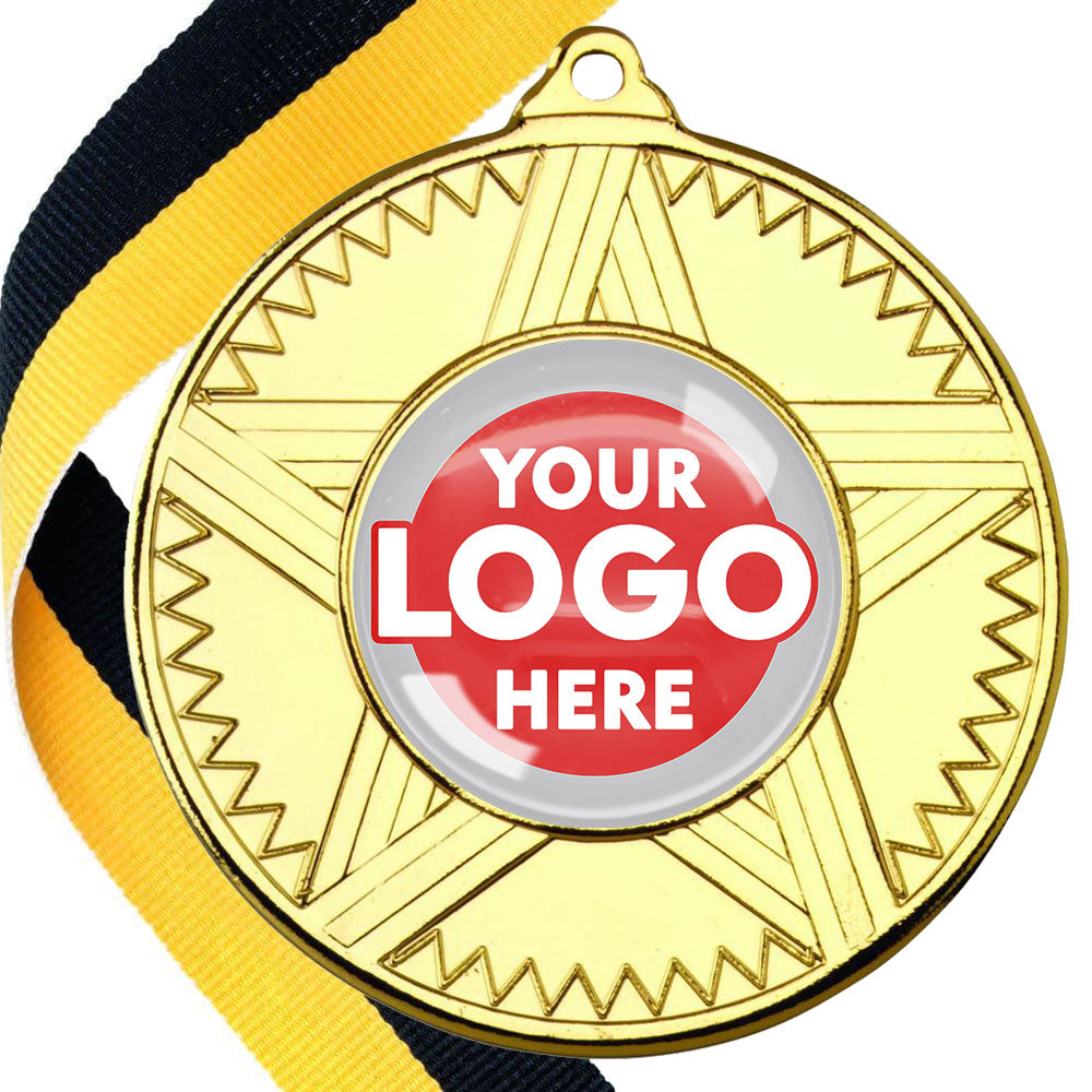 50mm Striped Star Design Medals on Ribbons