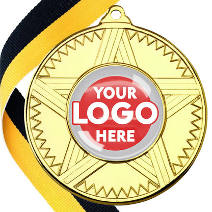 50mm Striped Star Design Medals on Ribbons