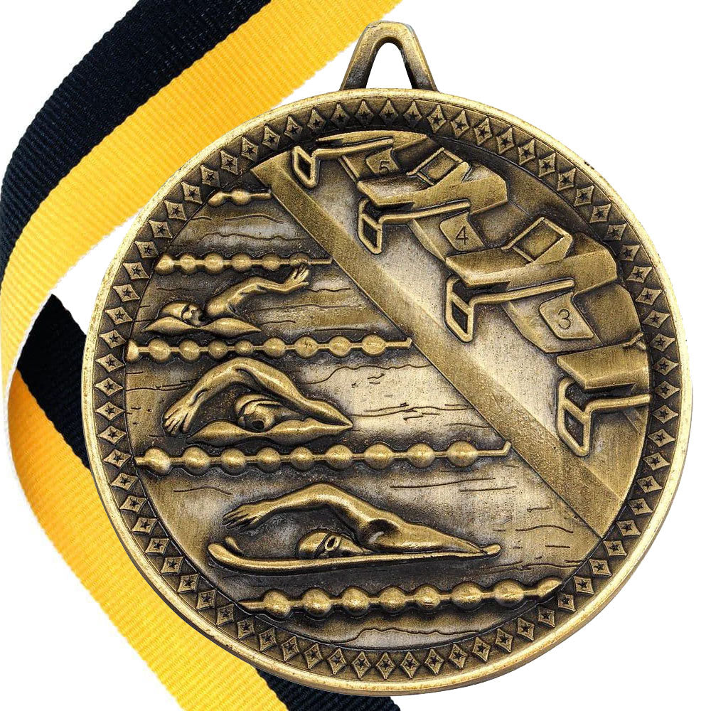 Swimming Antique 60mm Medal