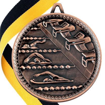 Swimming Antique 60mm Medal