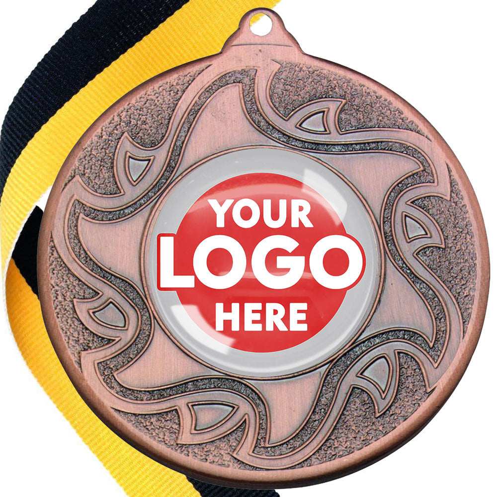 The Glossy Domed 50mm Sunshine Design Medals on Ribbons MINIMUM ORDER 100