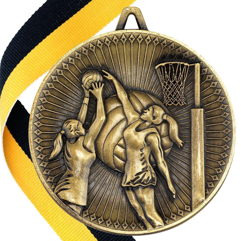 Netball Antique 60mm Medal