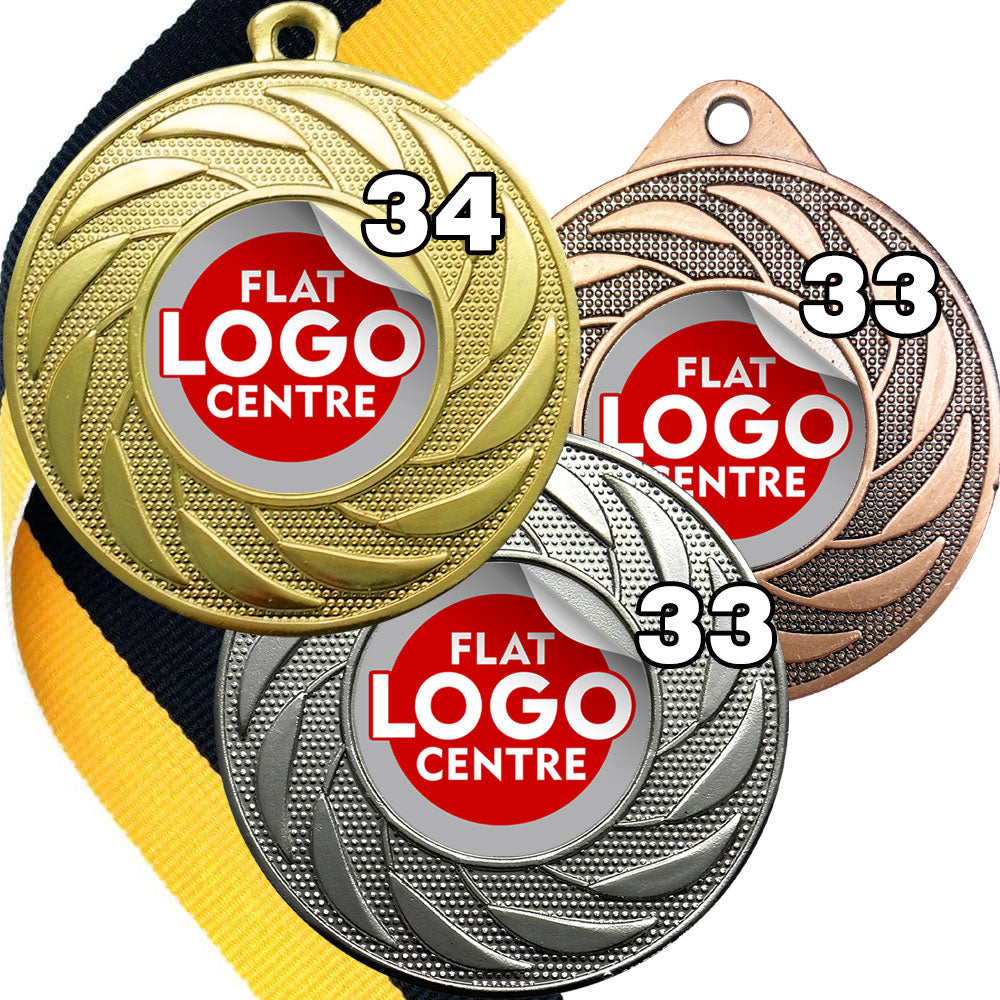 Spinner Design Medal flat centre - MINIMUM ORDER 100