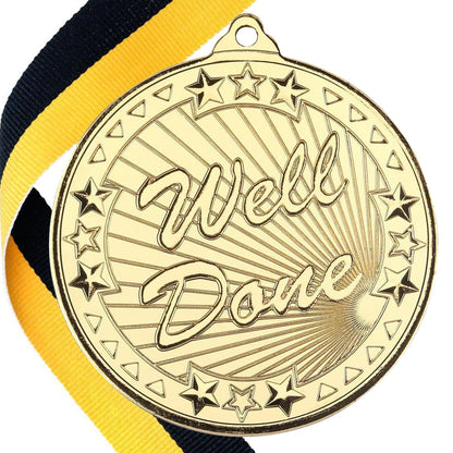 50mm Well Done Embossed Medal on a Ribbon