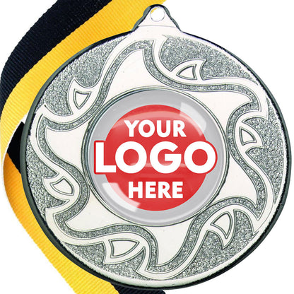 The Glossy Domed 50mm Sunshine Design Medals on Ribbons MINIMUM ORDER 100