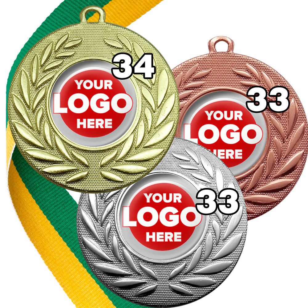 Classic Wreath Medals Domed - MINIMUM ORDER 100