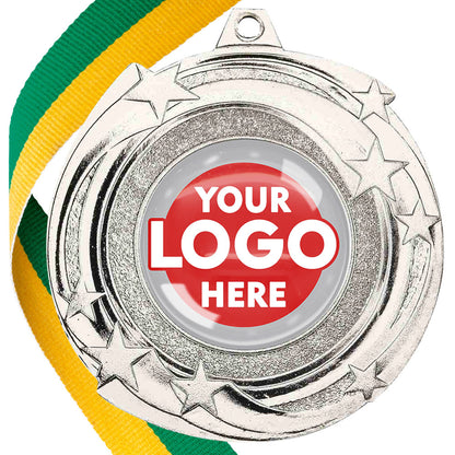 The Glossy Gel 50mm Orbital Medal on a Ribbon