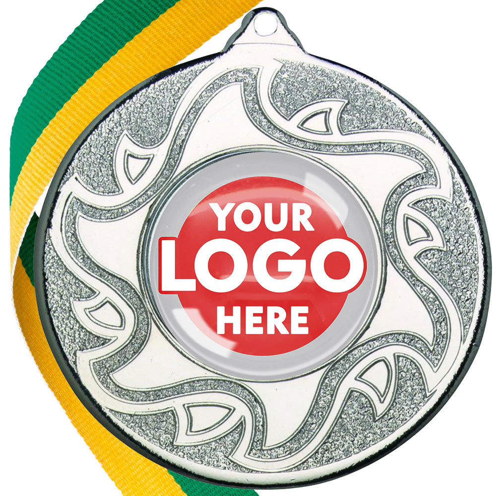 The Glossy Domed 50mm Sunshine Design Medals on Ribbons MINIMUM ORDER 100