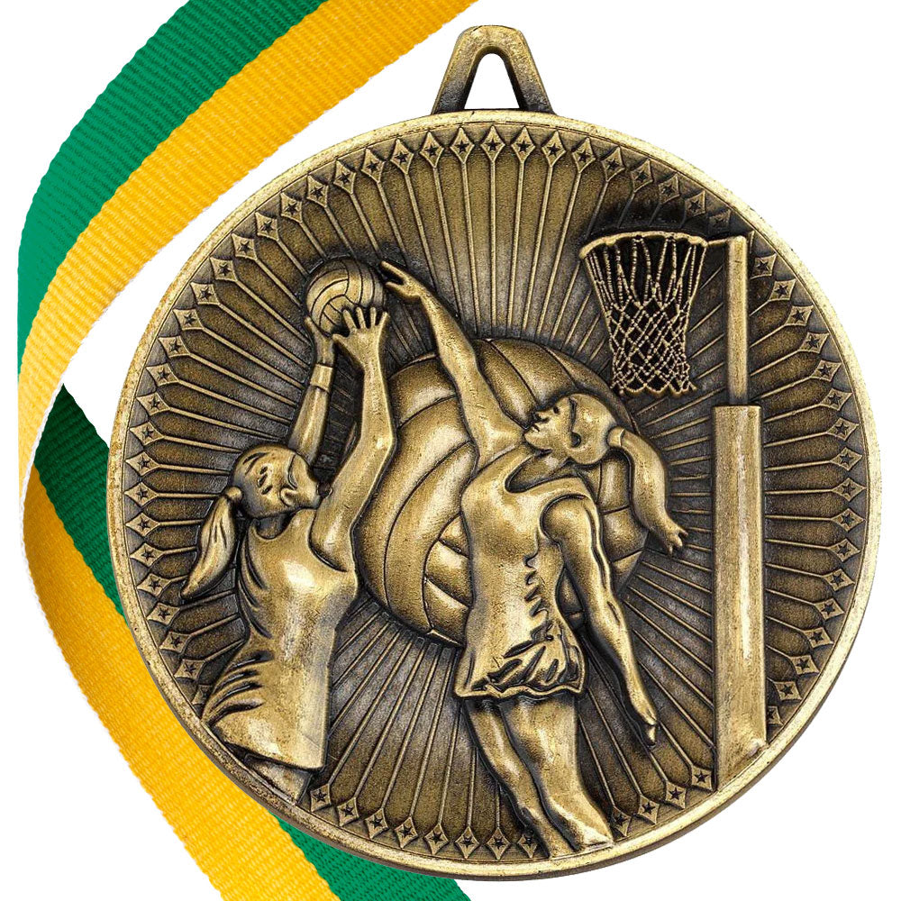 Netball Antique 60mm Medal
