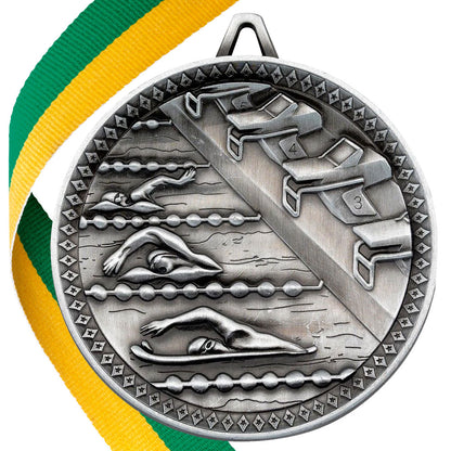 Swimming Antique 60mm Medal