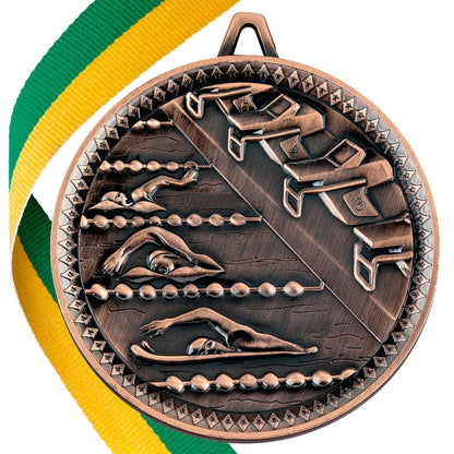 Swimming Antique 60mm Medal