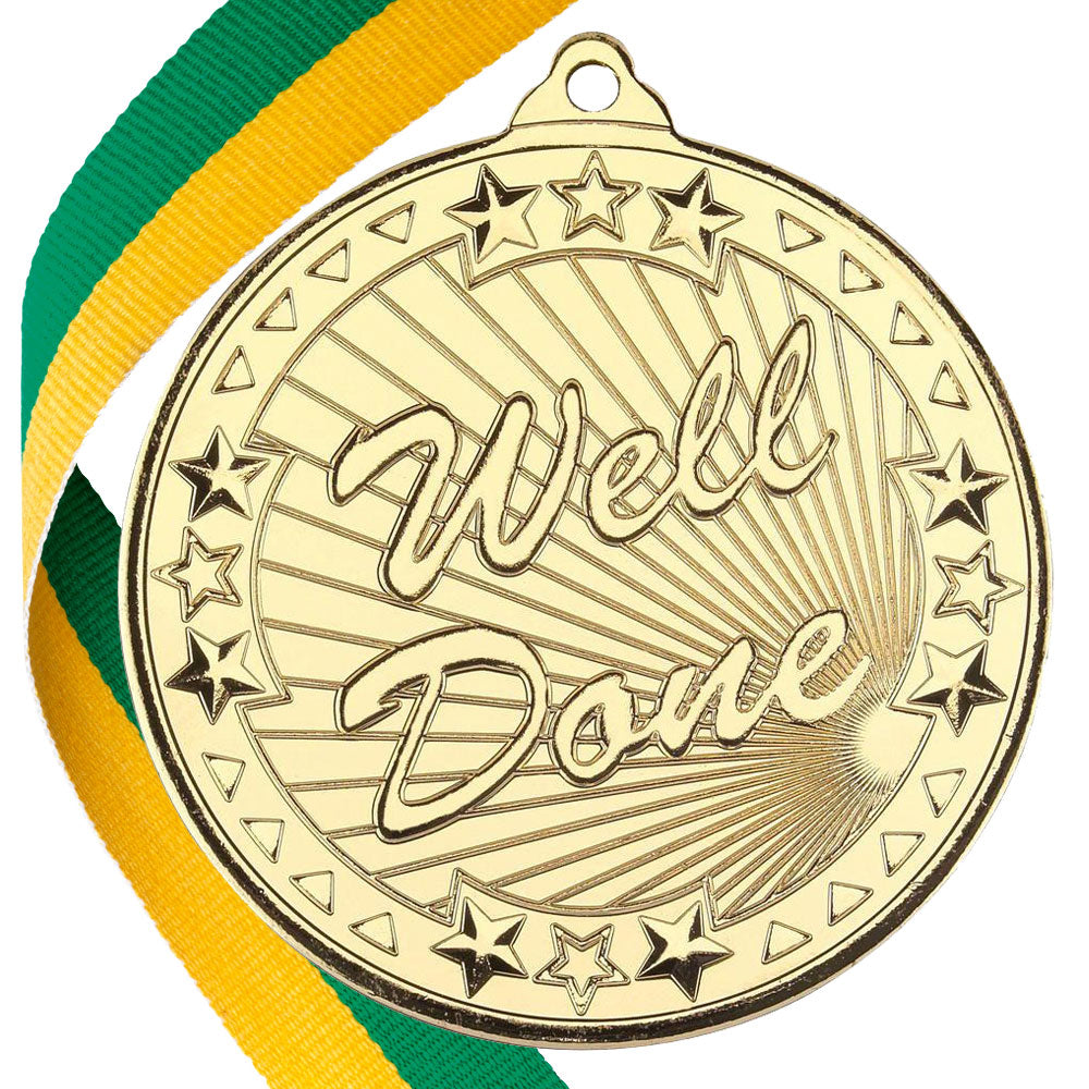 50mm Well Done Embossed Medal on a Ribbon