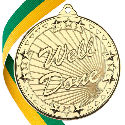 50mm Well Done Embossed Medal on a Ribbon