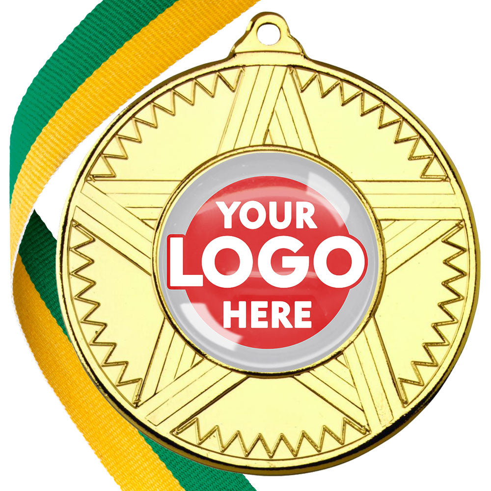 50mm Striped Star Design Medals on Ribbons