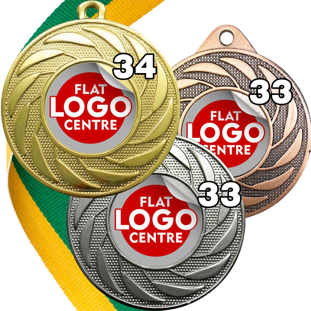 Spinner Design Medal flat centre - MINIMUM ORDER 100