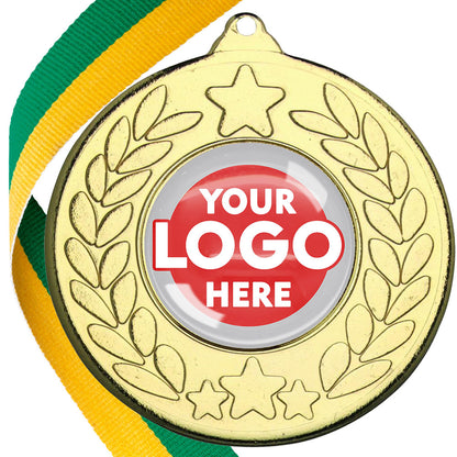 The Glossy 50mm Classic Star Medal on a Ribbon MINIMUM ORDER 100