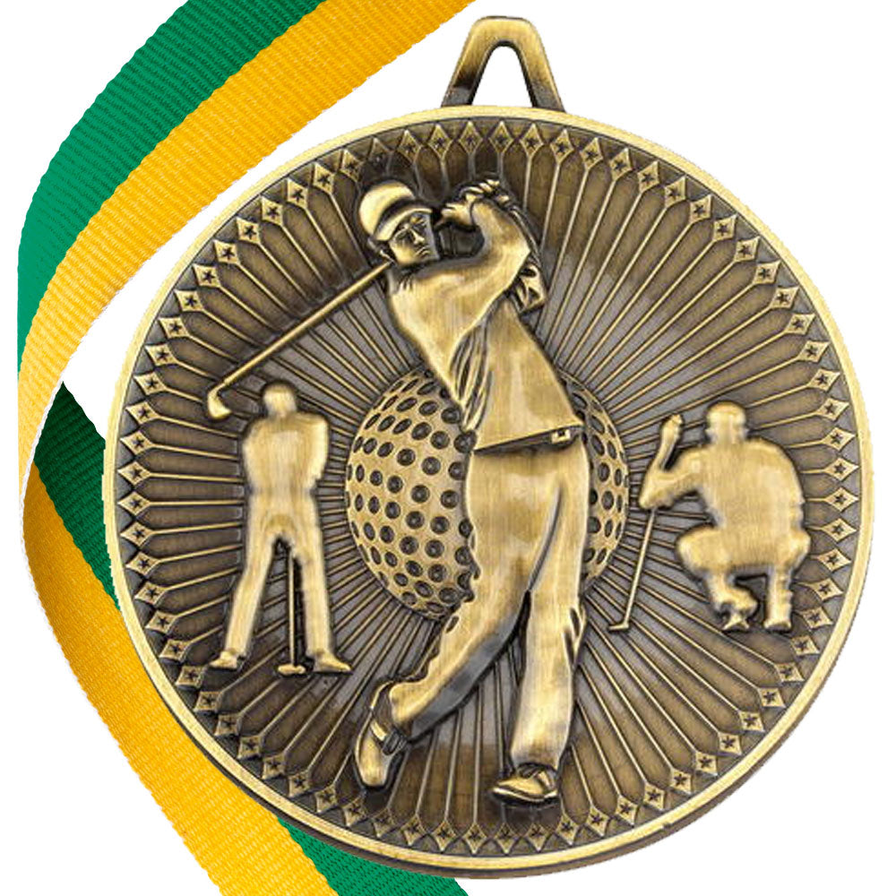 Golf Antique Style 60mm Medal