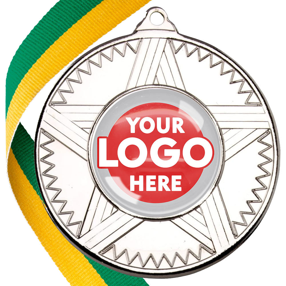 50mm Striped Star Design Medals on Ribbons